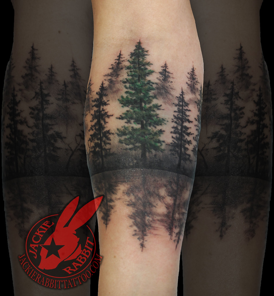 Pine Tree Forest Silhouette Realistic Around Arm Tattoo By… | Flickr 1023_x_947_jpg