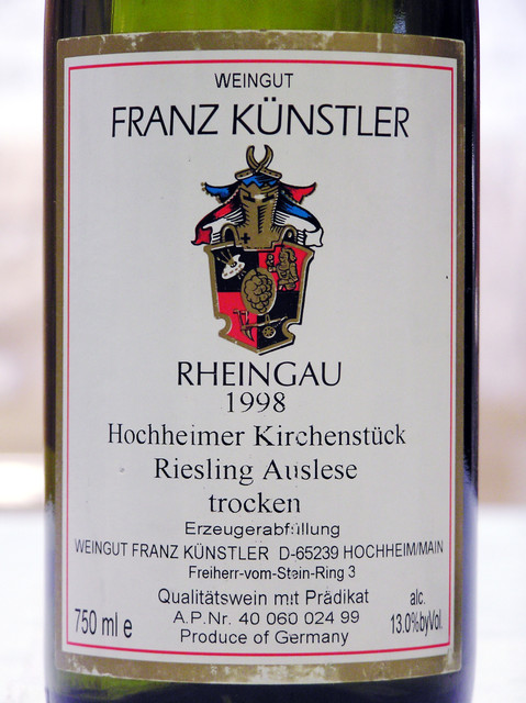 Weingut Franz Kunstler 1998 Hockheimer Kirchenstuck Riesli Flickr