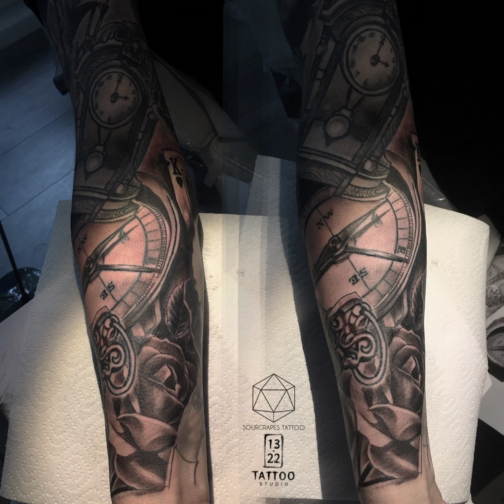 Neo Traditional Frankenstein Compass Tattoo (In Progress) | Flickr 1024_x_1024_jpg