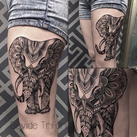 Geometric Elephant Tattoo Leg Done By @Davidetrifoni #Lond… | Flickr 480_x_480_jpg