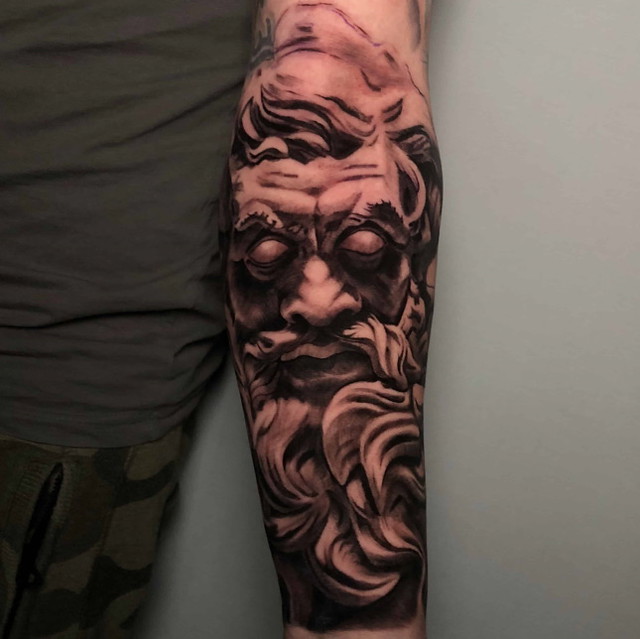 Zeus Antalya Sculpture Sleeve Tattoo Black And Grey Realis… | Flickr 639_x_640_jpg