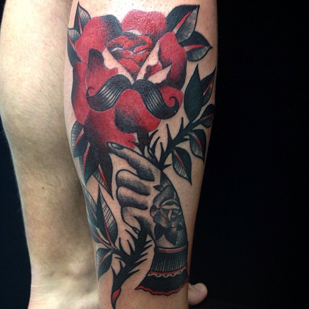 Mano Con Rosa E Baffo Traditional Oldschool Tatuaggio By D… | Flickr 612_x_612_jpg