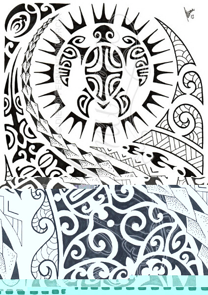 Polynesian-Shoulder-Tattoo-With-Turtle-Mantas-Pigeons-Sun-… | Flickr 600_x_424_jpg