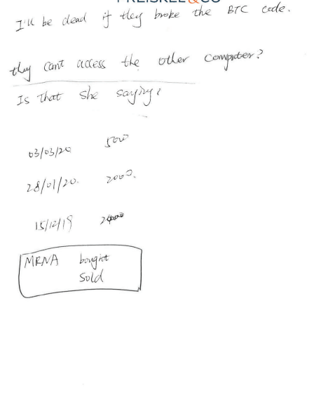 Note écrite par Jian Wen à propos des bitcoins. Source : Police métropolitaine de Londres/Reproduction.