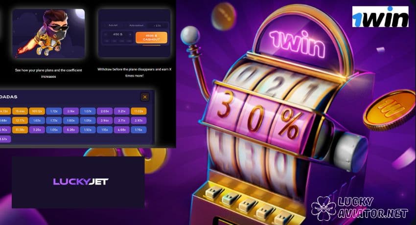 An image displaying the different multiplier options available for the Lucky Jet 1Win crash gambling game.