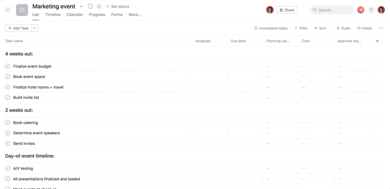 Bien Organiser Et Gerer Un Evenement Guide Produit Asana