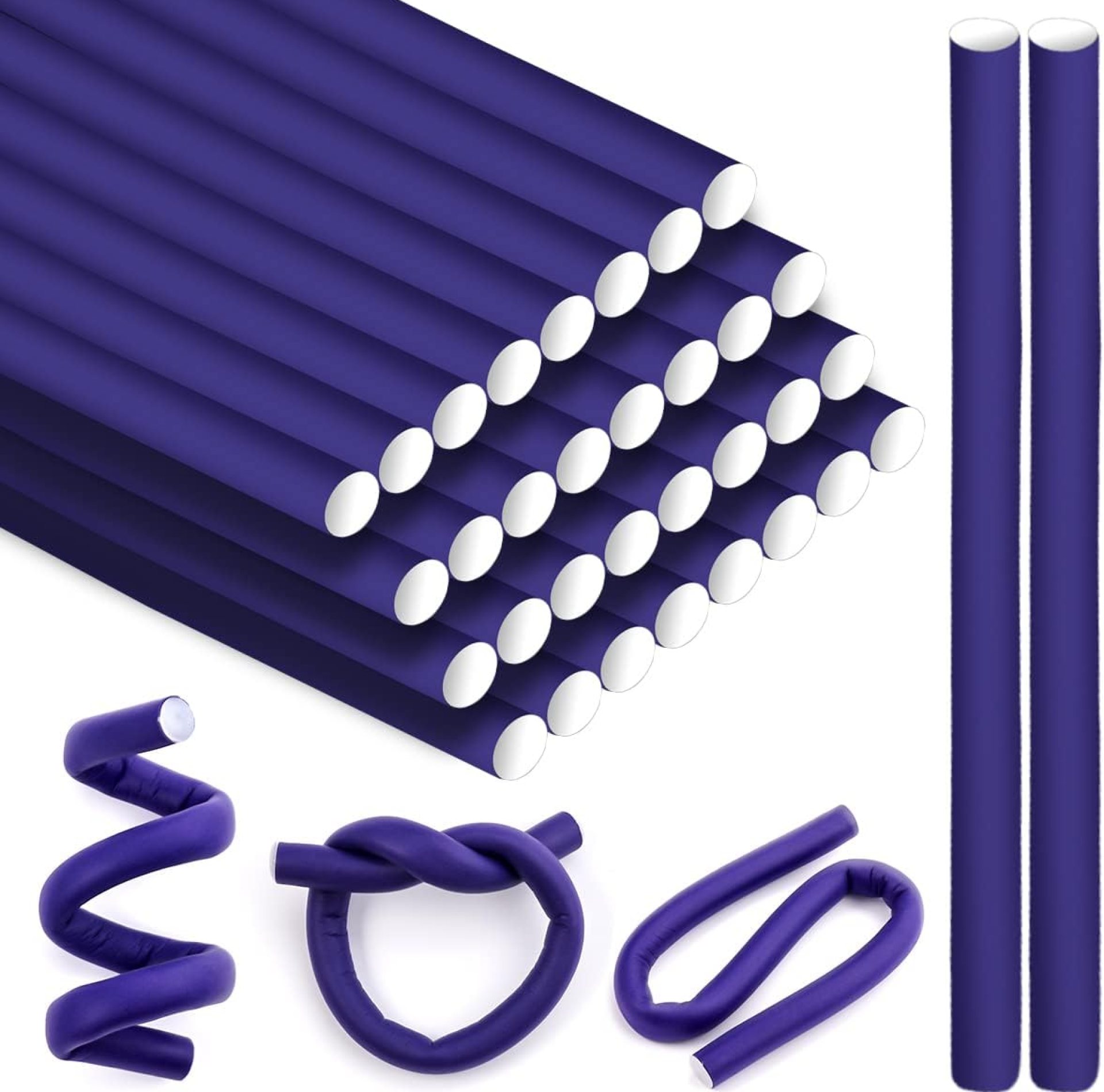 30 Pieces No Heat Curlers Flexible Hair Curler Twist Foam Hair Rollers Purple Permanent Wave Hair Curlers for Women Girls Long Short Hair 30 Pieces No Heat Curlers Flexible Hair Curler Twist Foam Hair Rollers Purple Permanent Wave Hair Curlers for Women Girls Long Short Hair