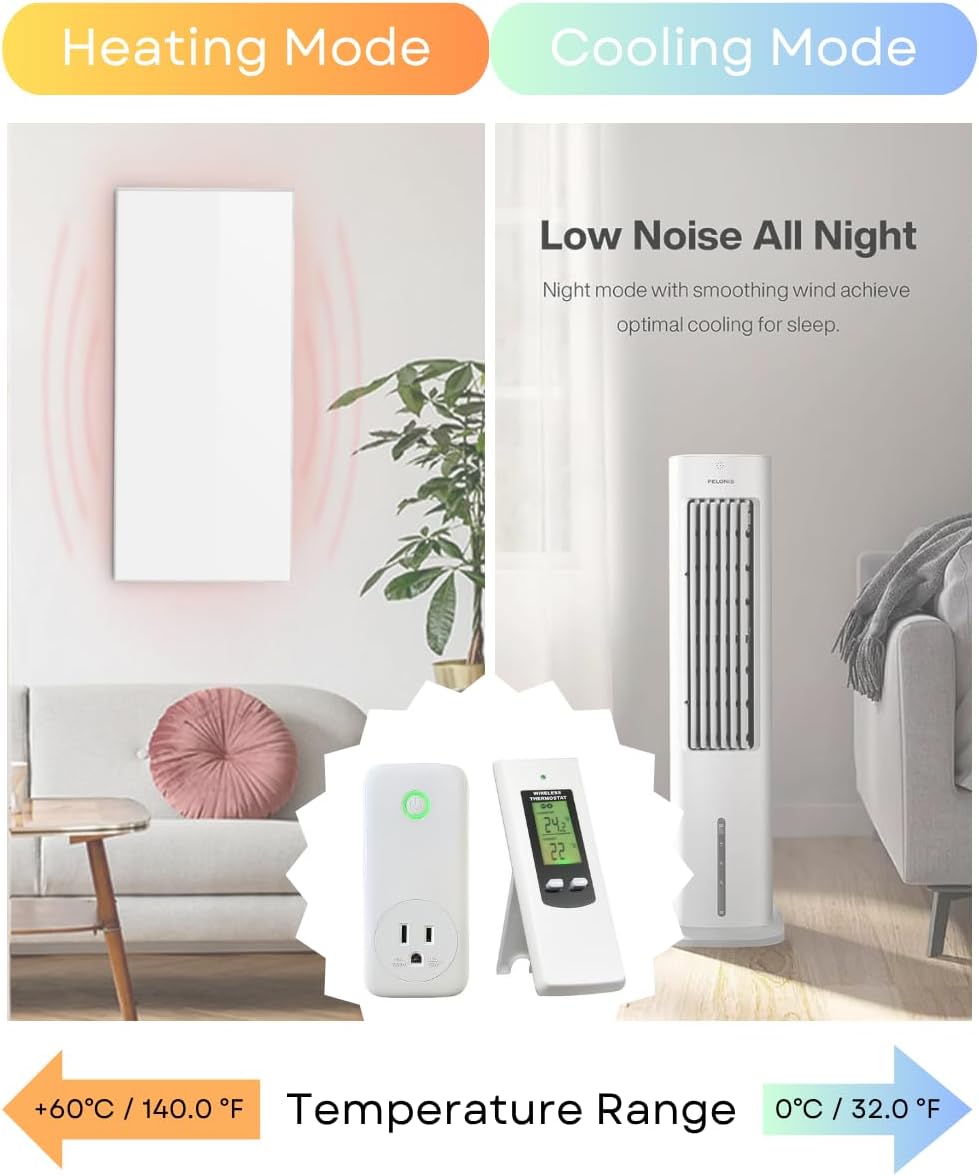 Wireless Thermostat Digital Temperature Remote Sensor Controller Plug-in Thermostat Wireless Thermostat Digital Temperature Remote Sensor Controller Plug-in Thermostat