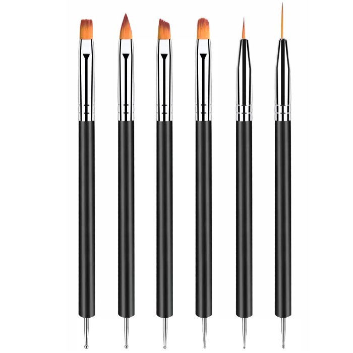 6PCS Double-Ended Nail Art Brush Kit For Gel Polis…