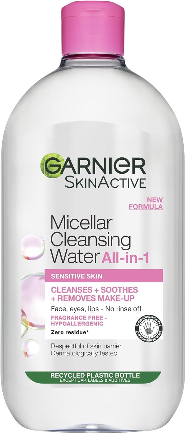 Garnier Micellar Cleansing Water, Gentle face Cleanser & Makeup Remover, Fragrance-Free, Vegan Formula, Suitable For All Skin Types, Even Sensitive, Skin Active, 700ml Garnier Micellar Cleansing Water, Gentle face Cleanser & Makeup Remover, Fragrance-Free, Vegan Formula, Suitable For All Skin Types, Even Sensitive, Skin Active, 700ml