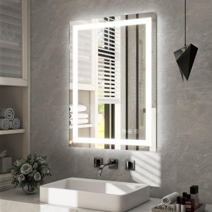 24×32 Inch LED Bathroom Mirror with Anti-Fog & Memory Function – Dual Lighting (Backlit + Front Lit), 3 Color Modes, Dimmable Tempered Glass – Wall Mounted Modern Vanity Mirror 24×32 Inch LED Bathroom Mirror with Anti-Fog & Memory Function – Dual Lighting (Backlit + Front Lit), 3 Color Modes, Dimmable Tempered Glass – Wall Mounted Modern Vanity Mirror