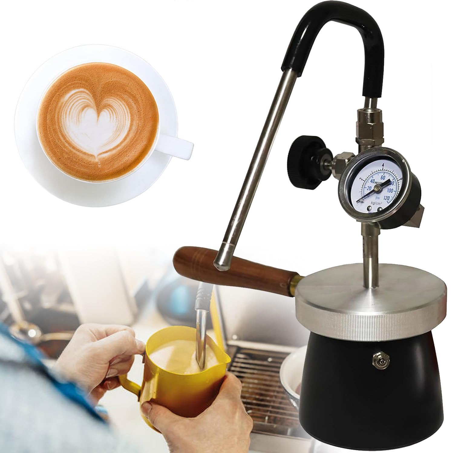 Amazon | 業務用スチームミルク泡立て器 ミルクカフェミルク泡立て器 3穴ノズル付き 強力な蒸気出力 エスプレッソ コーヒー 紅茶  コーヒーショップ デザートショップ | FAINCA | ミルクジャグ