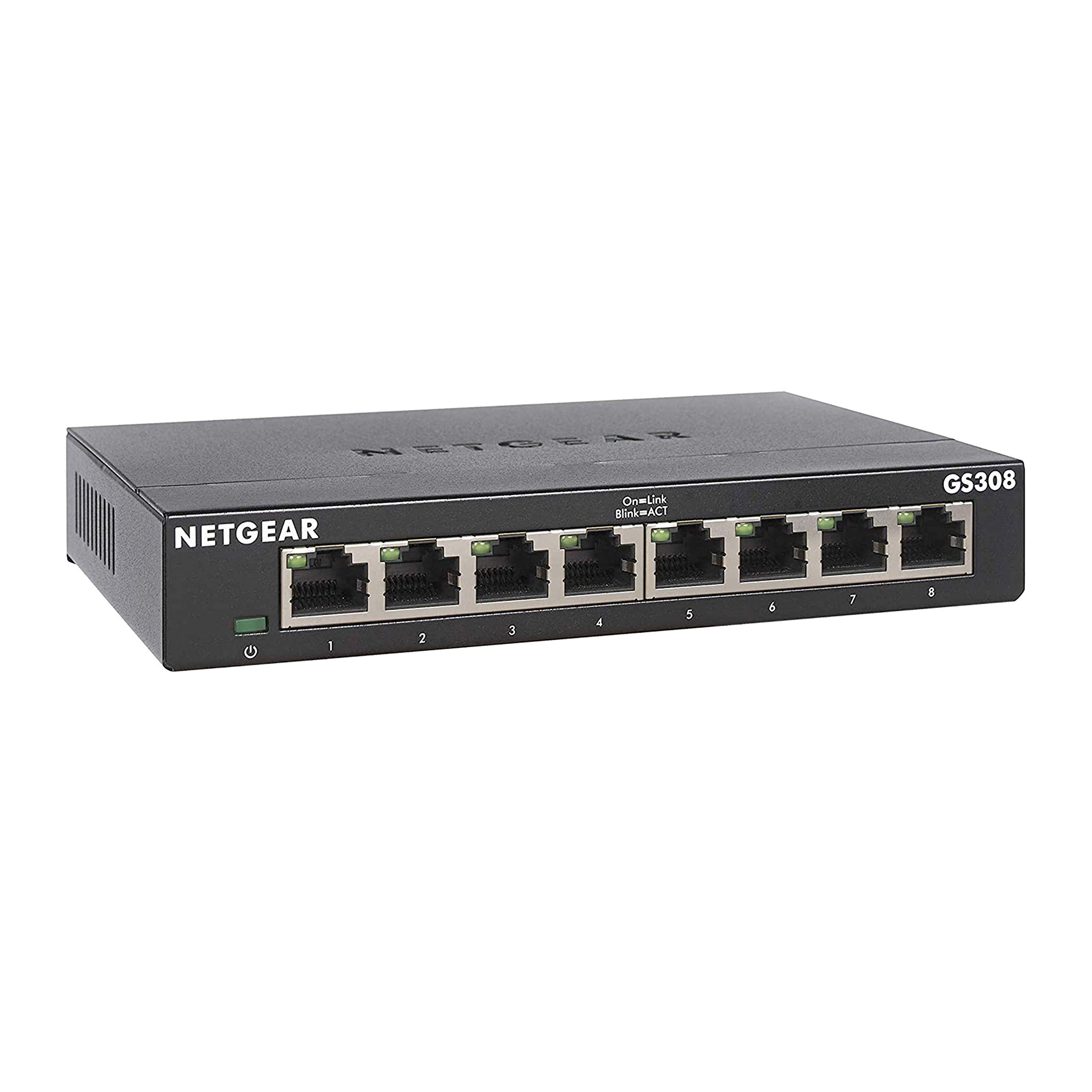 NETGEAR 8-Port Gigabit Ethernet Unmanaged Essentials Switch (GS308) – Home Network Hub, Office Ethernet Splitter, Plug-and-Play, Silent Operation, Desktop or Wall Mount Single Pack 8 Port