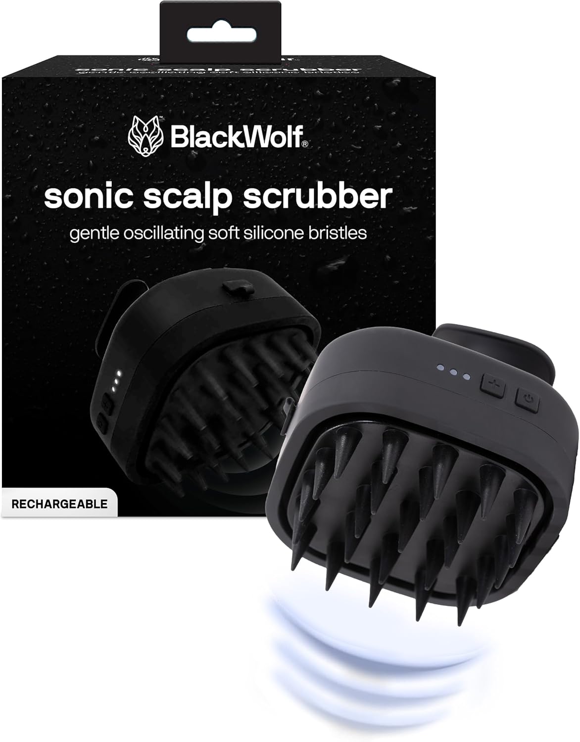 Black Wolf Sonic Scalp Scrubber – Electric Hair & Scalp Massager Brush with 3-Speed Oscillation – Rechargeable Shower Brush & Head Scrubber with Soft Silicone Bristles for Deep Clean & Exfoliation Black Wolf Sonic Scalp Scrubber – Electric Hair & Scalp Massager Brush with 3-Speed Oscillation – Rechargeable Shower Brush & Head Scrubber with Soft Silicone Bristles for Deep Clean & Exfoliation