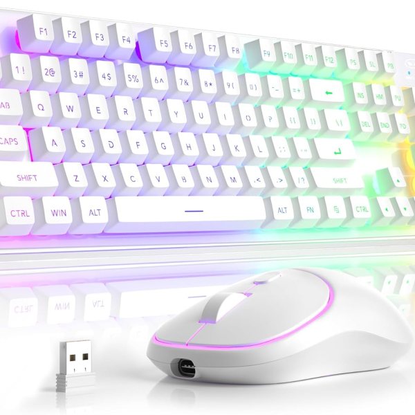 MageGee V550 Wireless Gaming Keyboard and Mouse, 2.4G Full-Sized RGB L…