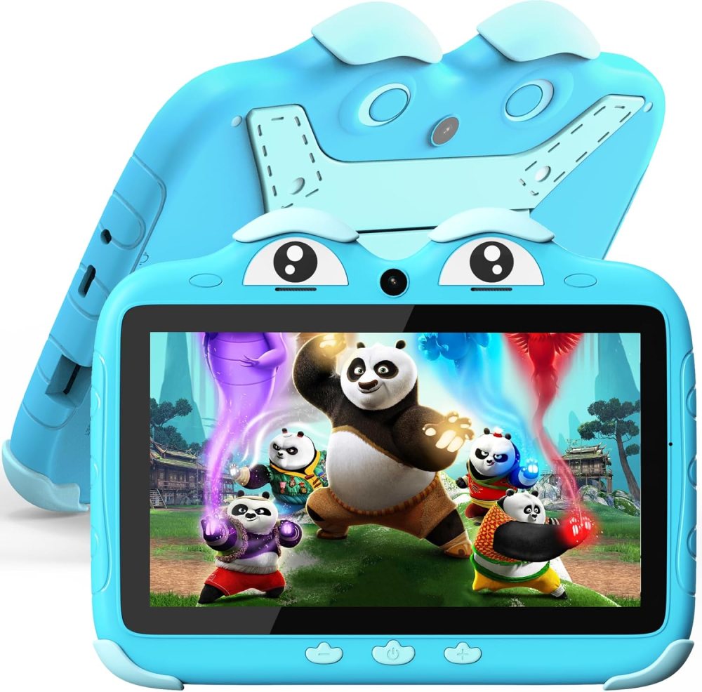 YINOCHE Kids Tablet for Kids 3-7 7” Toddler Tablet for Toddlers Android Kids Tablets 32G Tablets for Kids WiFi Children’s Tablet with Parental Control Shockproof Case Support YouTube Netflix (Blue)
