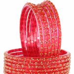 LAVAZZA Raindrop Glass Bangles Set For Women & Girls with Zircon Diamond Stone & Beads | Trendy Transparent Crystal Glass Bangles | Fancy Kanch ki Chudi Set | Bangles for Wedding, Party- Set of 12