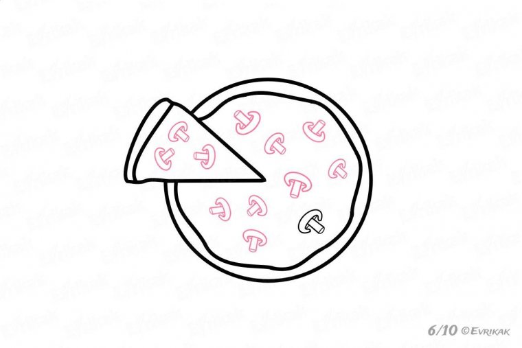 рисовать пиццу карандашом