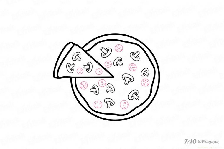 рисовать пиццу карандашом