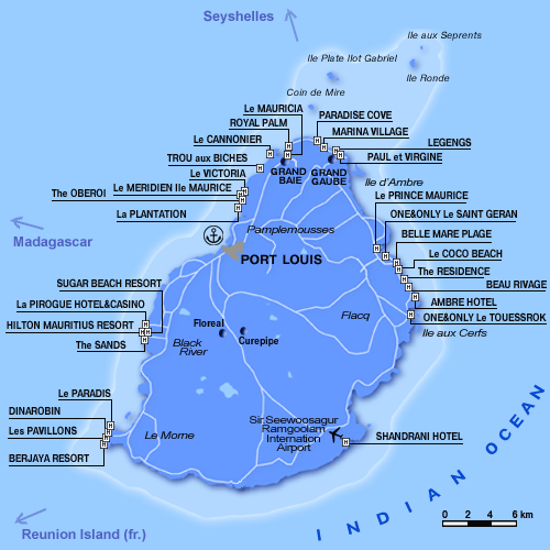 Map Of Mauritius Hotels