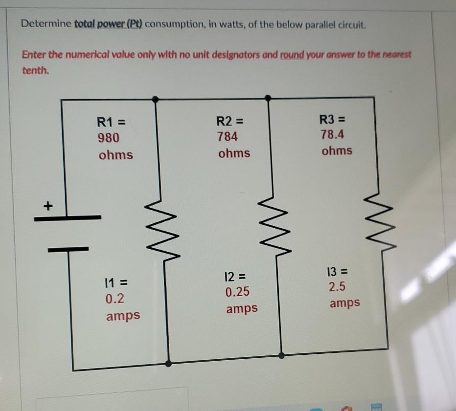 Solved Determine Total Power Pt Consumption In Watts Of Chegg Com