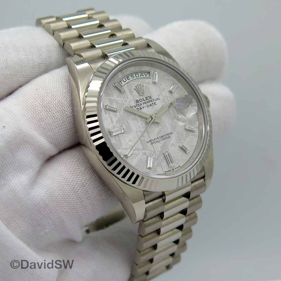 Rolex 228239 Day Date 40 18k White Gold With Meteorite Diamond Dial Davidsw