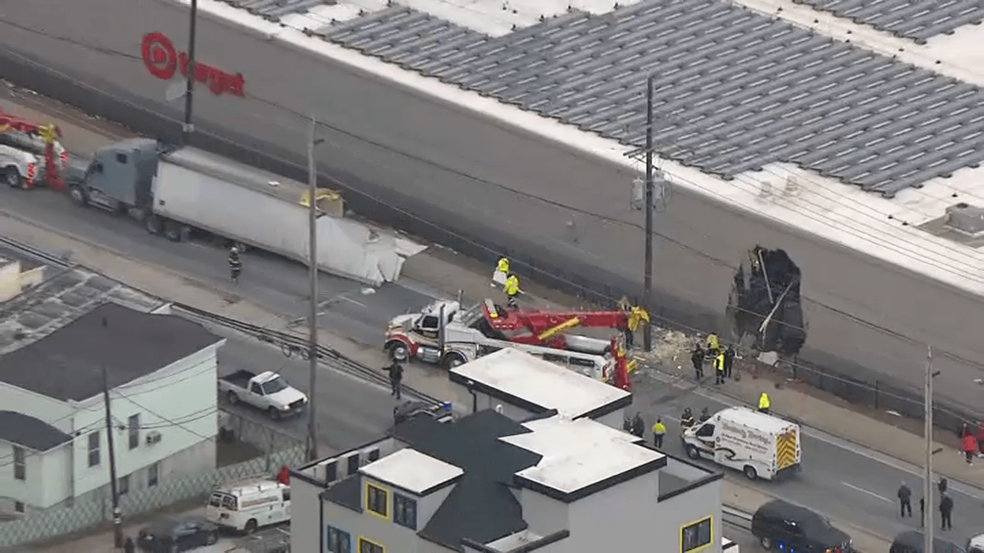 Dump truck crashes into NJ Goal breaking open wall of retailer
