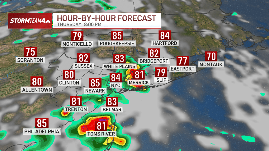 Hour-by-hour radar outlook for NYC storm risk Thursday – NBC New York