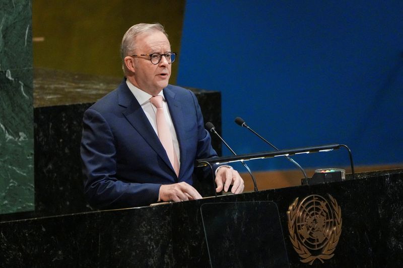 Australia PM cites killed assist employee in speech on Palestinian recognition