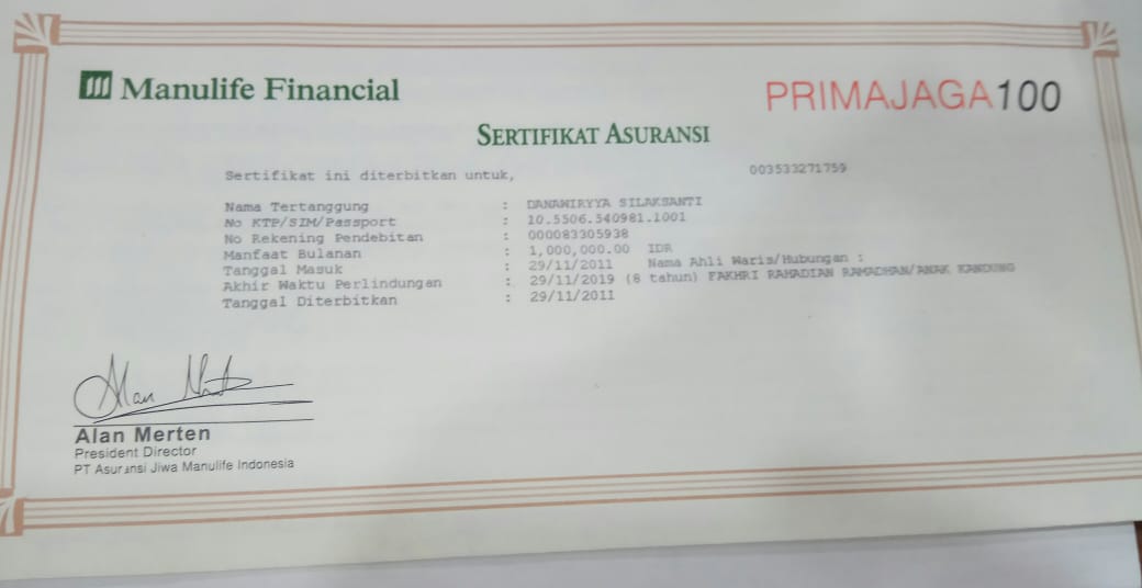 Asuransi Primajaga 100 Bank Danamon Manulife Financial Ditutup akibat Gagal  Debit - Media Konsumen