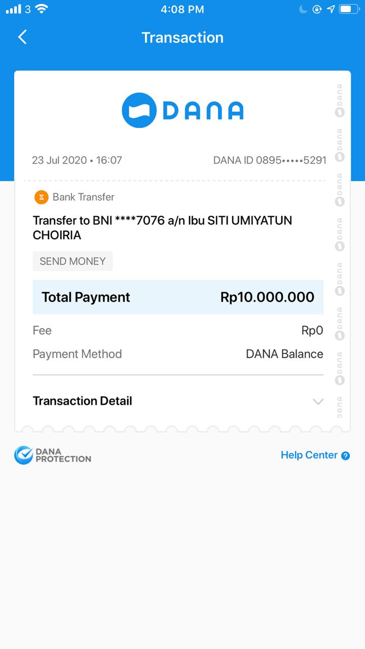 Transfer DANA ke Rekening Bank BNI “Pending” - Media Konsumen
