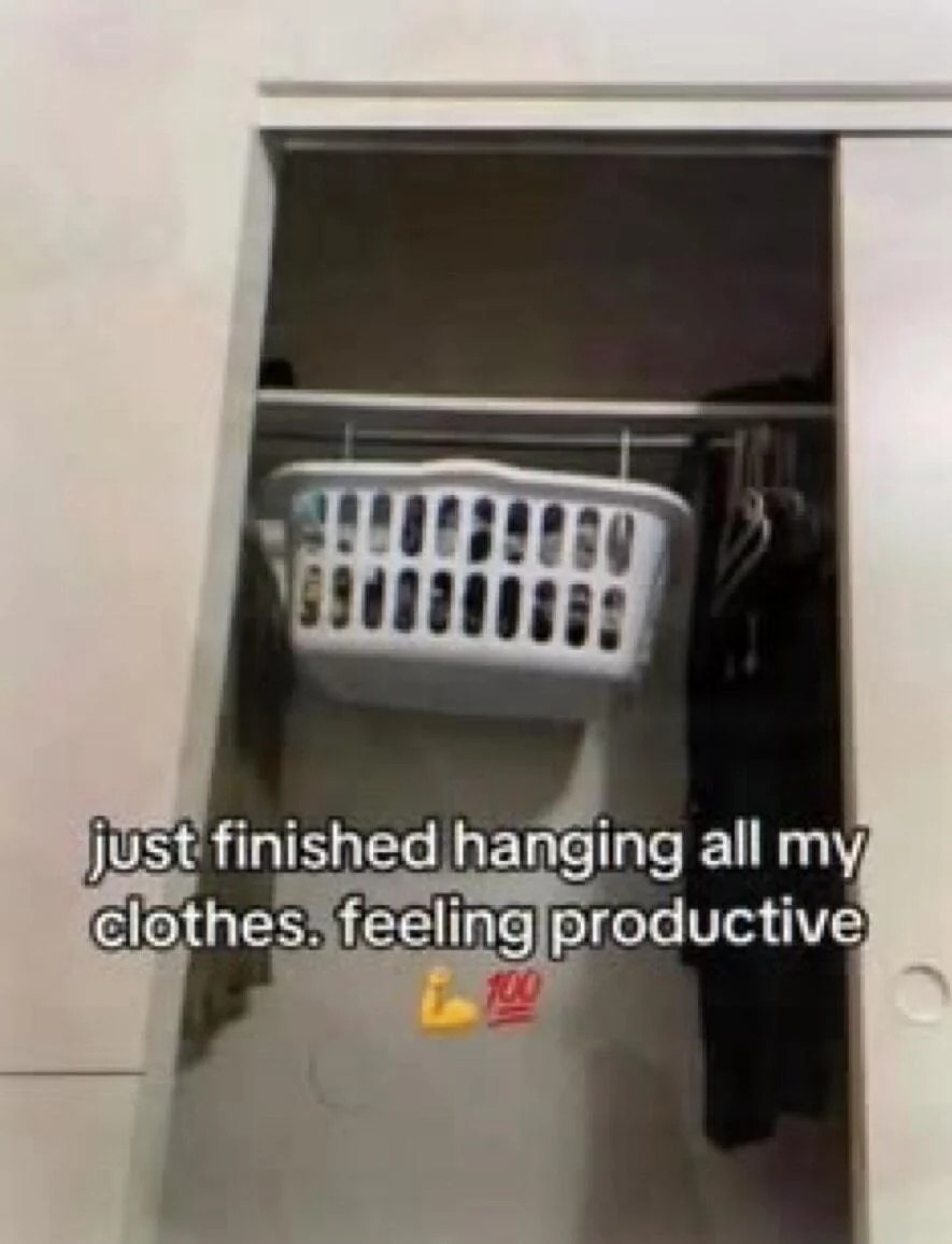 just finished hanging all my clothes feelingproductive