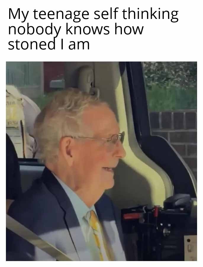 My teenage self thinking nobody knows how stoned Iam