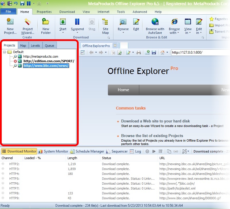 Portable Offline Browser Online Help