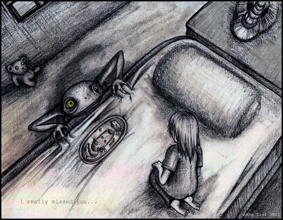 The monster under the bed. Four-year-old Ben knows there’s a… | by Lizella  Prescott | ART + marketing
