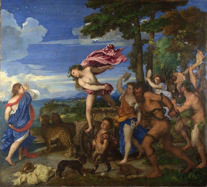 Two Masterpieces Compared Bacchus By Titian And Caravaggio By Christopher P Jones Thinksheet Medium