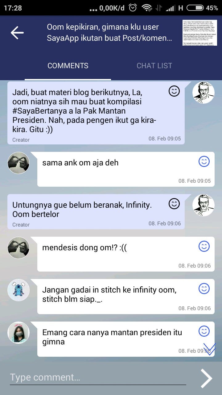 Gossip Tema Spesial #02: Kompilasi “Saya Bertanya kepada Pak Presiden &  Kapolri” a la User SayaApp | by SayaAppGossip | Medium