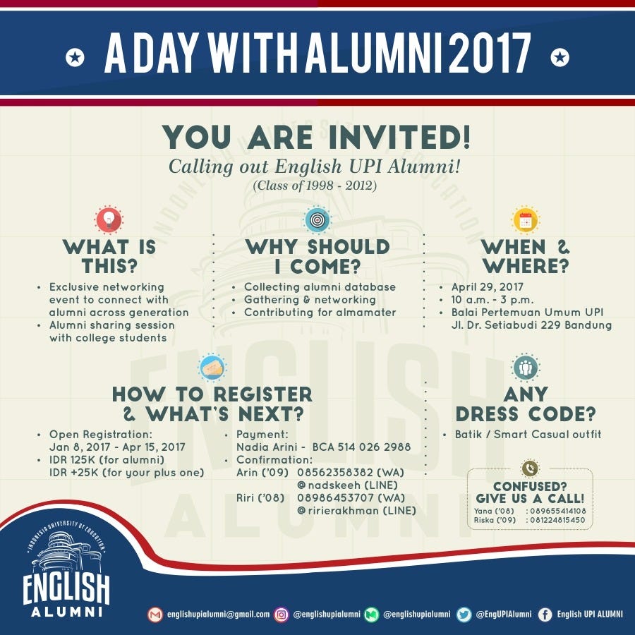 Hi, you’re invited! — A Day with Alumni 2017 | by English UPI Alumni |  Medium