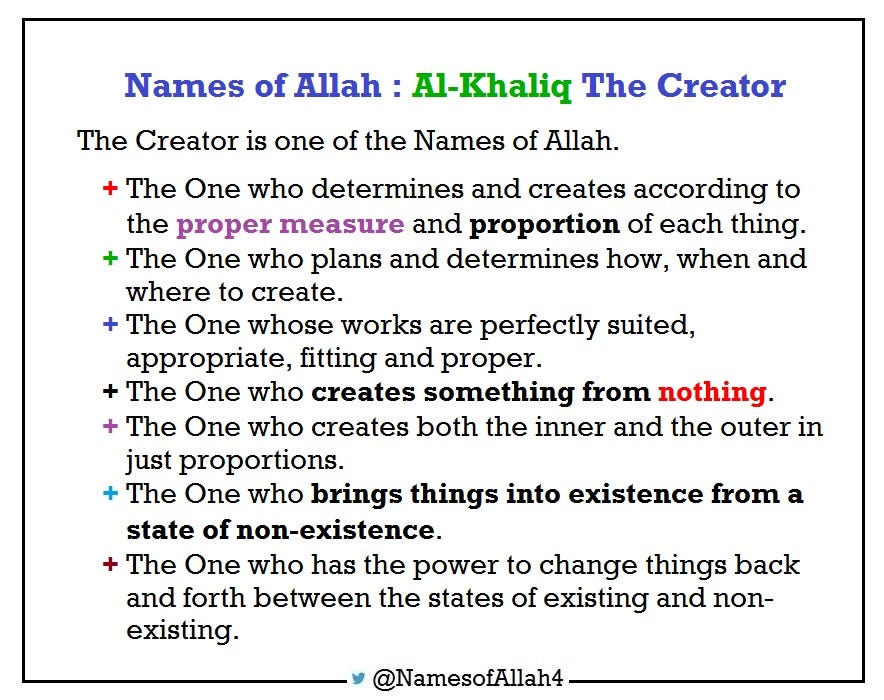 Names of Allah : Al-Khaliq The Creator | by Names of Allah | Medium