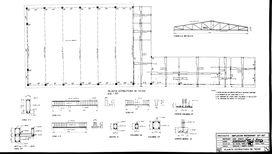 Solo existe una, de las 6 partes del plano técnico sobre construcción Jet Set