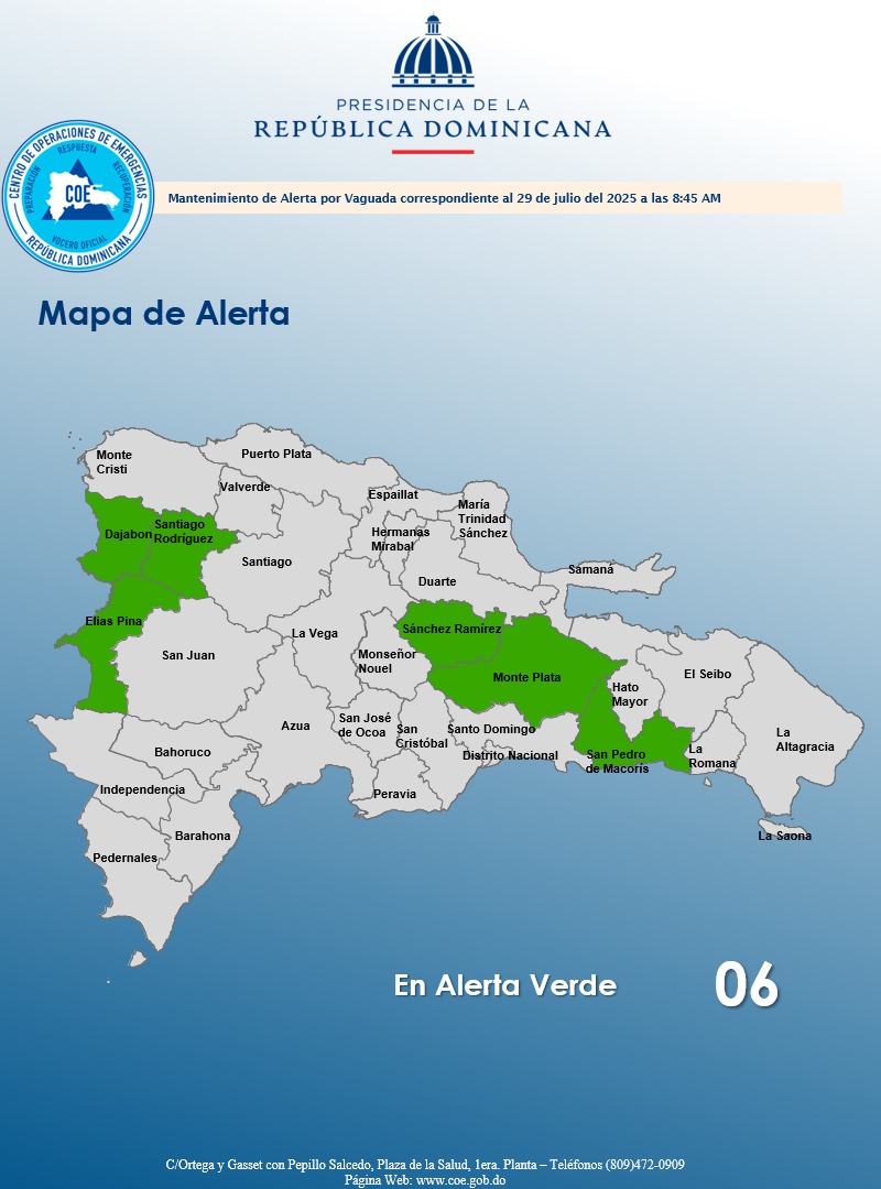 COE mantiene alerta verde para varias provincias por posibles aguaceros e inundaciones