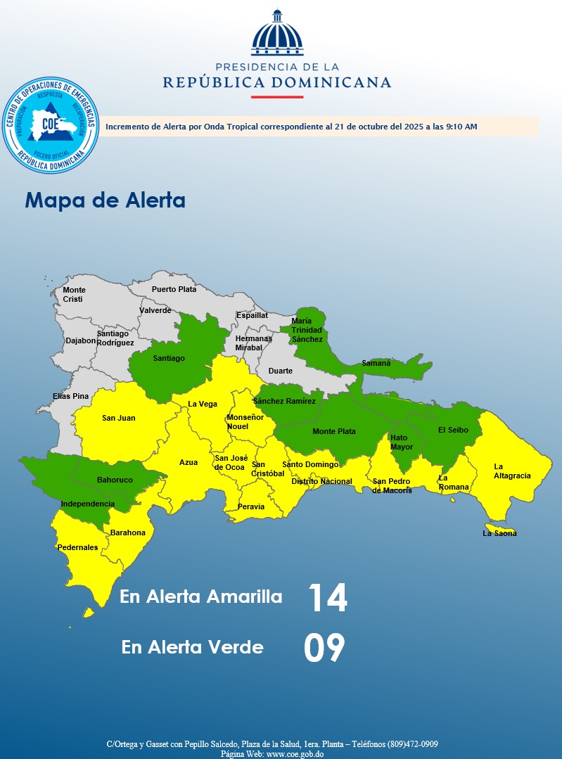 COE eleva niveles de alerta en 23 provincias por posible formación ciclónica al sur del país