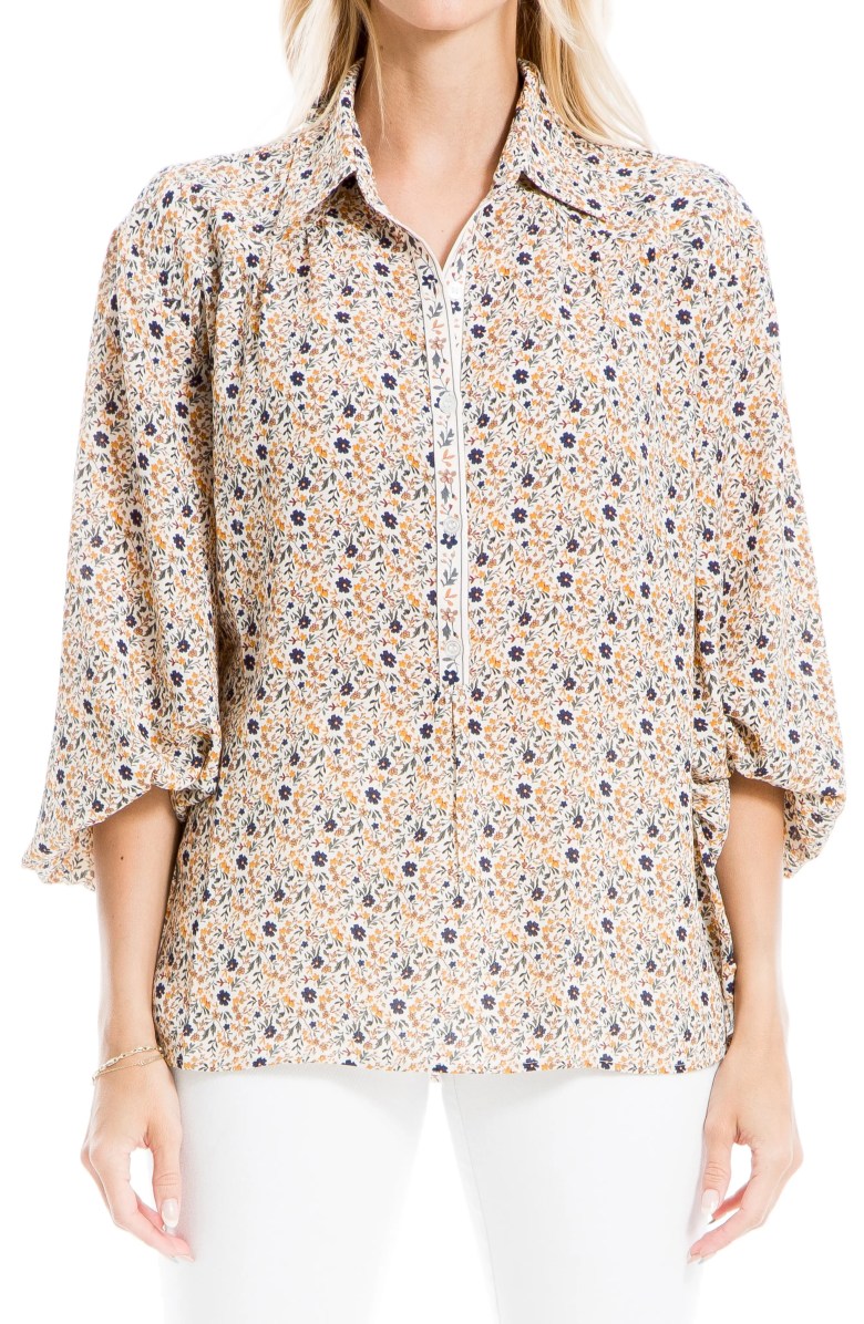 Max Studio Floral 3 4 Sleeve Blouse Nordstromrack