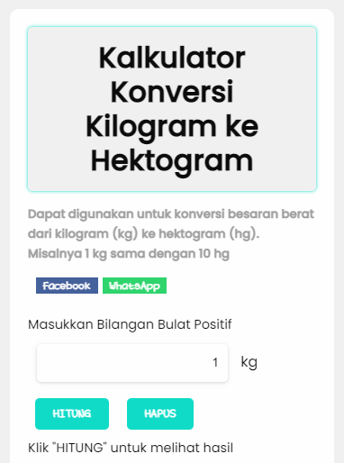 Kilogram ke Hektogram | Kalkulator Konversi
