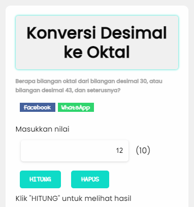 Desimal ke Oktal | Kalkulator Konversi