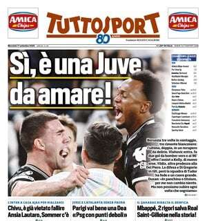 Tuttosport acclama la Juve: è una squadra da amare, senza se e senza ma!