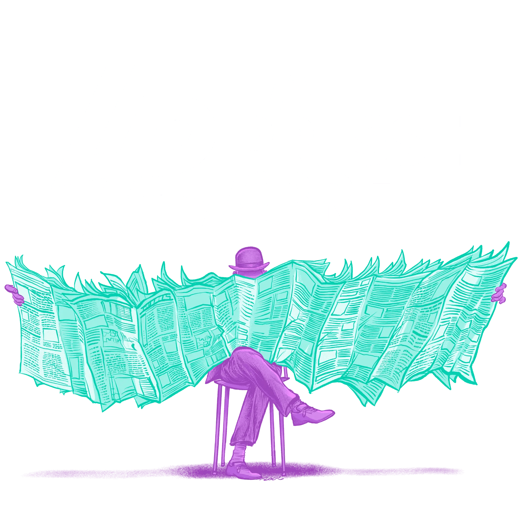 homme lisant un gigantesque journal représentant la diversité de médias disponibles via la presse libre