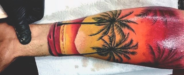 90 Sunset Tattoos For Men - Fading Daylight Sky Designs 260_x_640_jpg