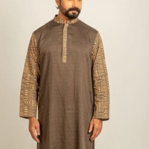 Ash Printed Lilen Panjabi