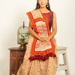 Brown Color Half Silk Sharee